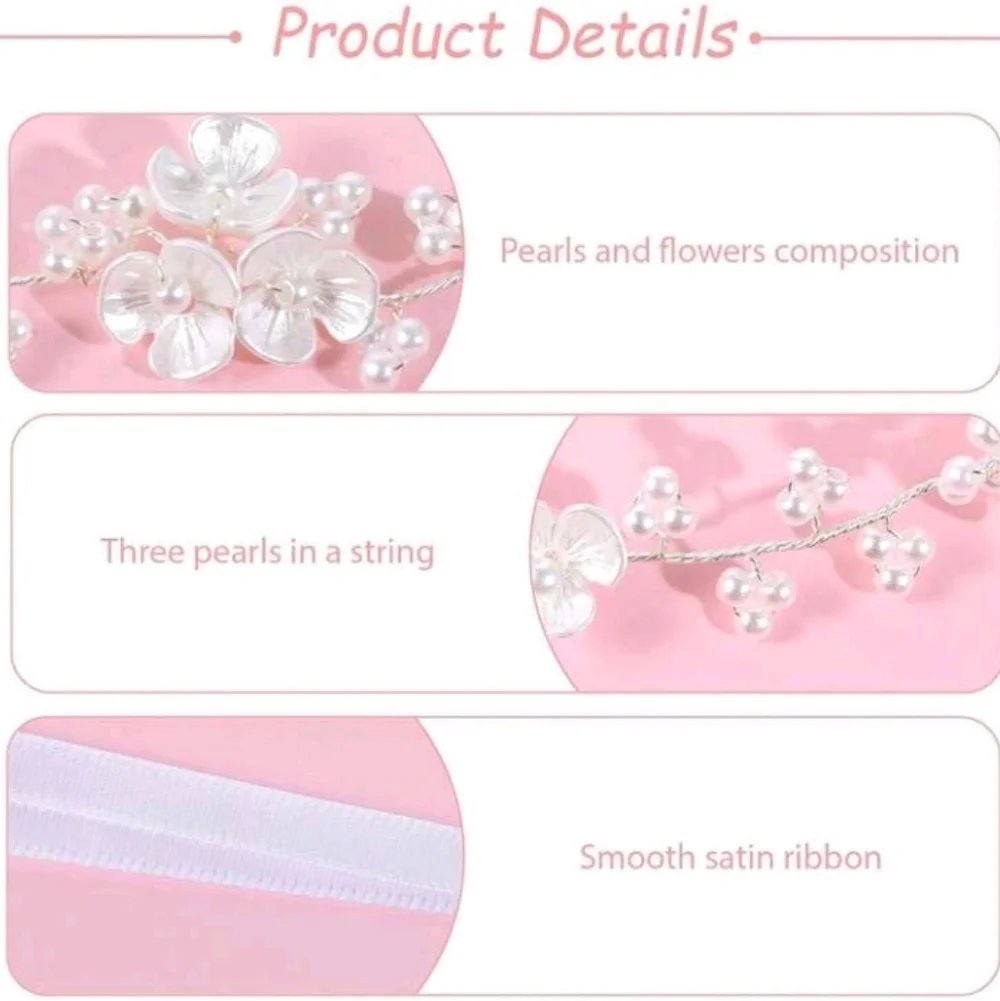 New Wedding Bridal Headband Ivory White Faux Pearl Floral Hairband